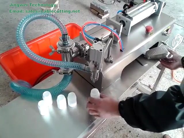 Semi Automatic Two Nozzle Piston Pneumatic Liquid Filling Machine For Milk,Oils, Ointment, Honey